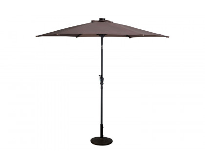 FaFurn - Tan 9-Ft Patio Umbrella with Steel Pole Crank Tilt and Solar Led Lights