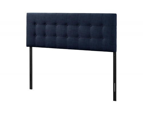 FaFurn - Full Size Navy Fabric Modern Upholstered Headboard