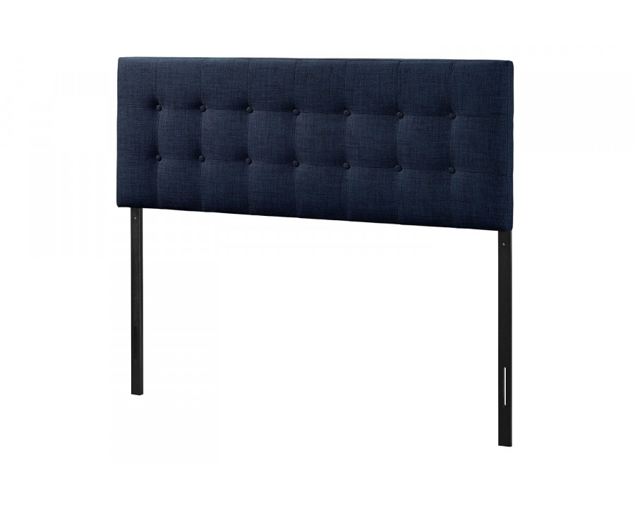 FaFurn - Full Size Navy Fabric Modern Upholstered Headboard