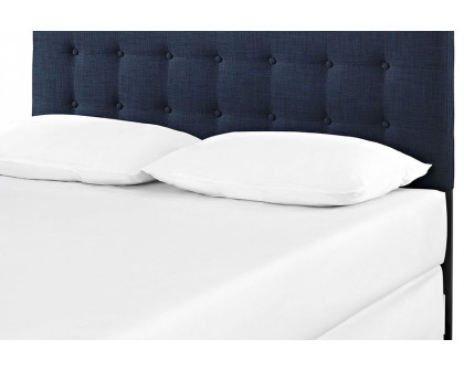 FaFurn - Full Size Navy Fabric Modern Upholstered Headboard