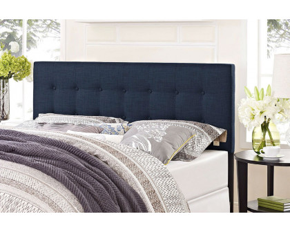 FaFurn - Full Size Navy Fabric Modern Upholstered Headboard