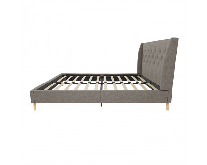 FaFurn Full Size Platform Bed Frame with Wingback Headboard - Gray