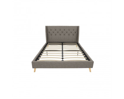 FaFurn Full Size Platform Bed Frame with Wingback Headboard - Gray