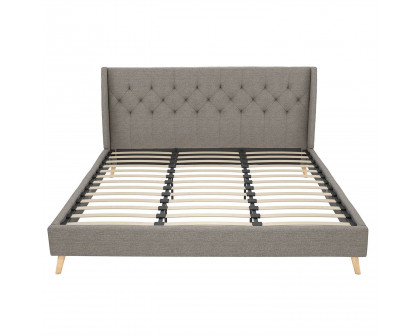 FaFurn - Platform Bed Frame (graylinenwingbackplbed1234)