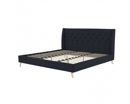 FaFurn King Size Platform Bed Frame - Navy Blue