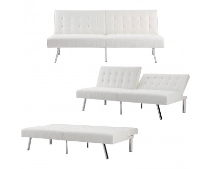 FaFurn - Modern Sofa-Bed in White, Faux Leather