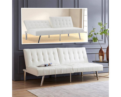 FaFurn - Modern Sofa-Bed in White, Faux Leather