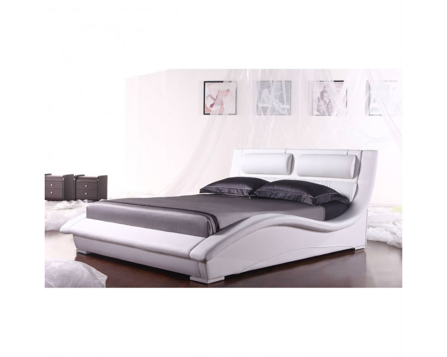 FaFurn - Modern King Size Platform Bed with Headboard in White