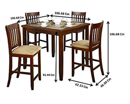 FaFurn - Casual 5-Piece Dining Set with Microfiber Padded Counter Height Stools