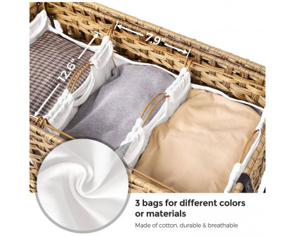 FaFurn Laundry Hamper Basket with Removable Cotton Bags - Tan