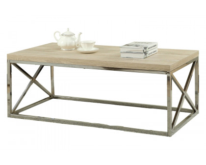 FaFurn - Modern Rectangular Coffee Table with Wood Top and Metal Legs