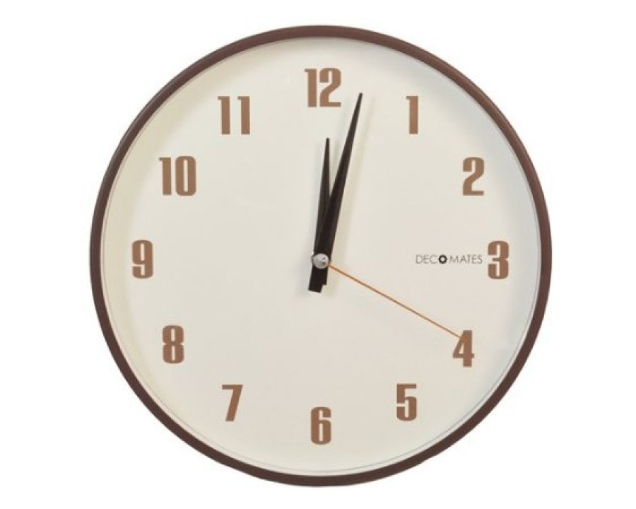 FaFurn - Retro Non-Ticking Wall Clock in Brown/White