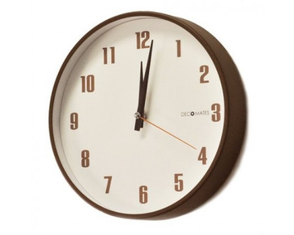 FaFurn - Retro Non-Ticking Wall Clock in Brown/White