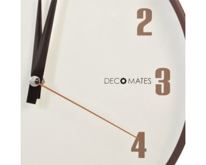 FaFurn - Retro Non-Ticking Wall Clock in Brown/White