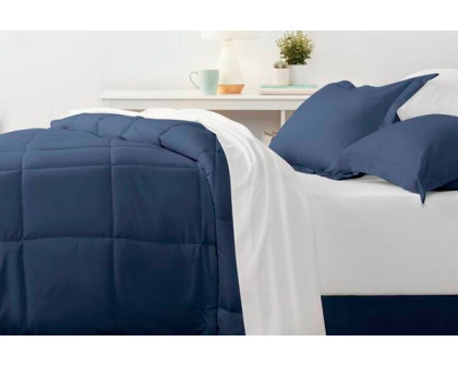 FaFurn California King Size 6-Piece Reversible Comforter Set - Navy, Microfiber