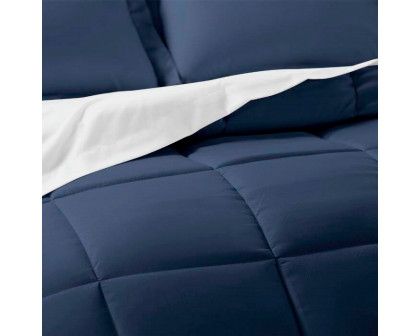 FaFurn California King Size 6-Piece Reversible Comforter Set - Navy, Microfiber