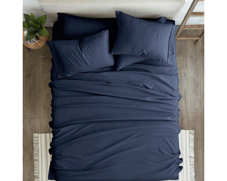 FaFurn 6-Piece Full Size Resistant Sheet Set - Navy Blue, Microfiber/Polyester