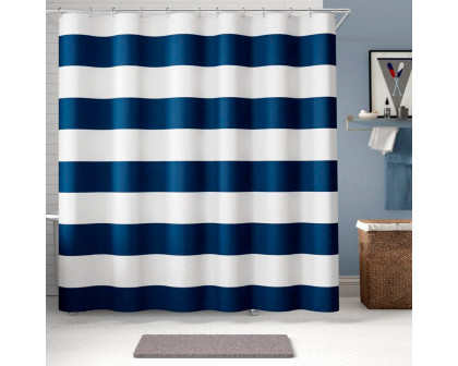 FaFurn Striped Shower Curtain - Navy Blue/White, Polyester