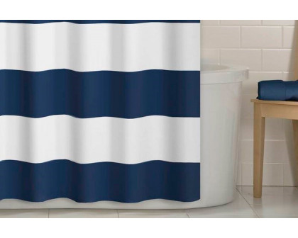 FaFurn Striped Shower Curtain - Navy Blue/White, Polyester