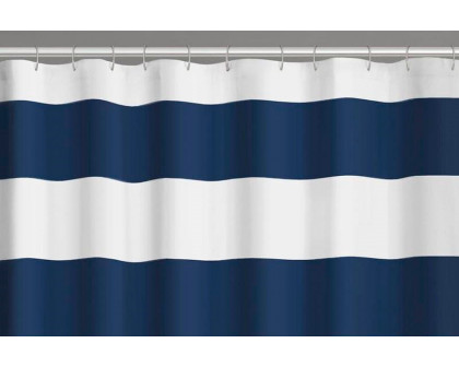 FaFurn Striped Shower Curtain - Navy Blue/White, Polyester