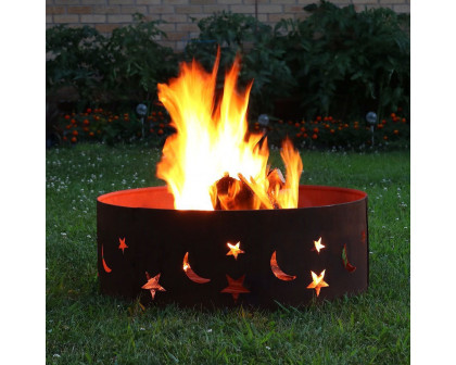 FaFurn Round Fire Pit with Rust-like Finish - Steel