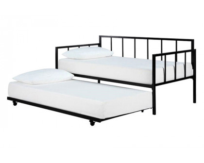 FaFurn - Twin Size Heavy Duty Metal Daybed with Roll-Out Trundle Bed