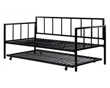 FaFurn - Twin Size Heavy Duty Metal Daybed with Roll-Out Trundle Bed