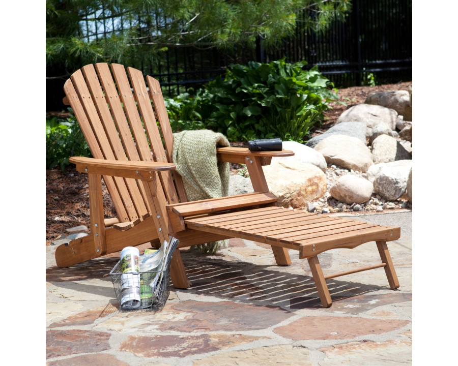 FaFurn - Adirondack Chair with Pull-Out Ottoman in Natural, Wood