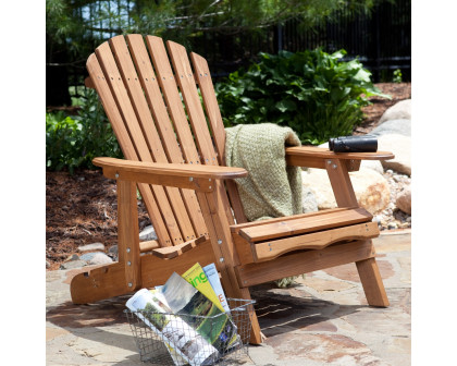 FaFurn - Adirondack Chair with Pull-Out Ottoman in Natural, Wood