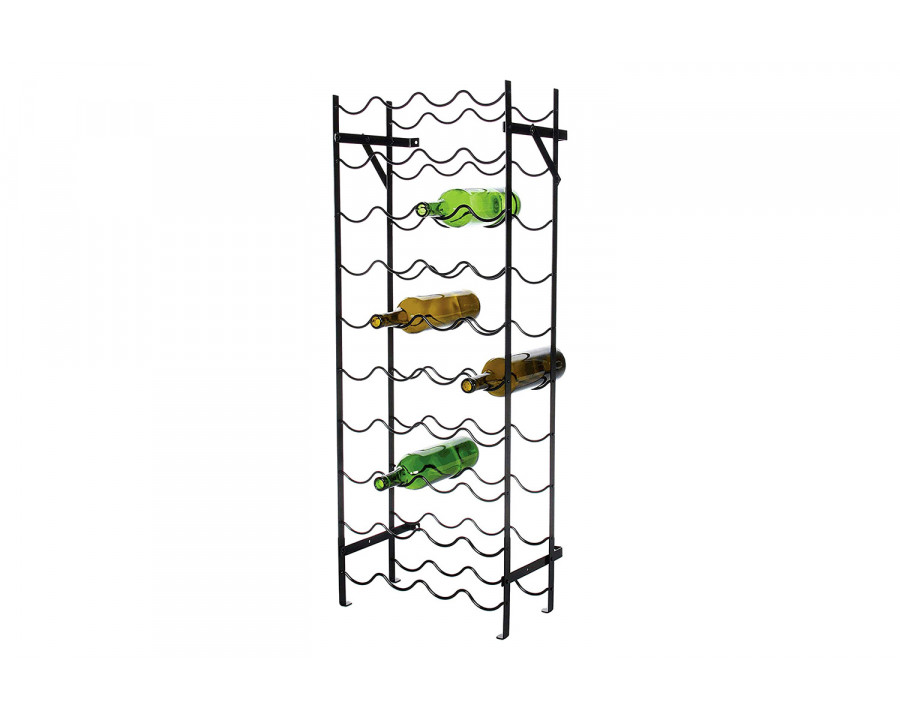 FaFurn - Black Metal 40-Bottle Wine Rack with Wall Anchors