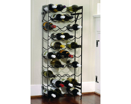 FaFurn - Black Metal 40-Bottle Wine Rack with Wall Anchors