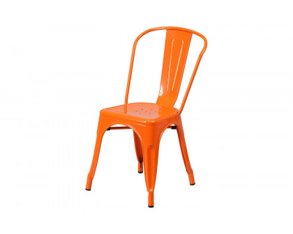 FaFurn Indoor Outdoor Metal Stacking Bistro Dining Chairs (Set of 4) - Orange