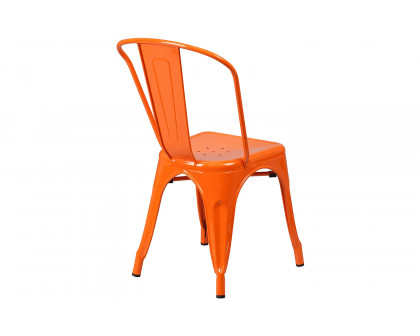 FaFurn Indoor Outdoor Metal Stacking Bistro Dining Chairs (Set of 4) - Orange