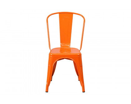 FaFurn Indoor Outdoor Metal Stacking Bistro Dining Chairs (Set of 4) - Orange