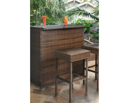 FaFurn - Outdoor 3-Piece Pe Wicker Bar Set with Table and Stools