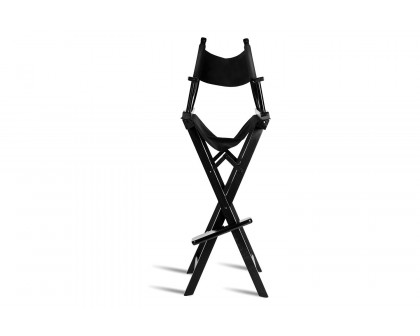 FaFurn - Outdoor Patio Folding Directors Chair with Foot Rest and Drink Holder in Black