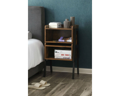 FaFurn - Modern Stacking Open Shelf Nightstand End Table in Medium Brown Wood Finish