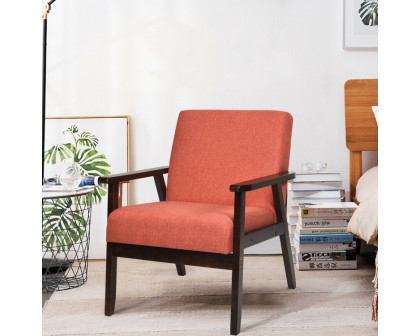 FaFurn Retro Accent Chair with Espresso Wood Frame - Orange