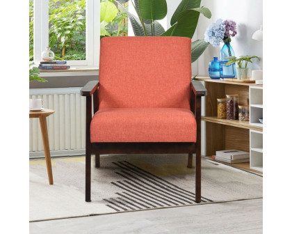 FaFurn Retro Accent Chair with Espresso Wood Frame - Orange