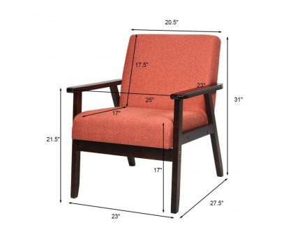 FaFurn Retro Accent Chair with Espresso Wood Frame - Orange