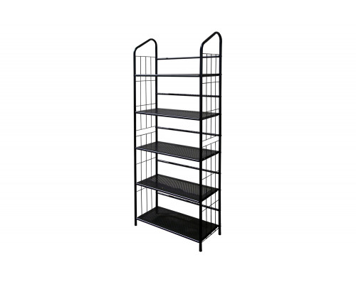 FaFurn - 5-Tier Bookcase Storage Shelves Rack in Black Metal