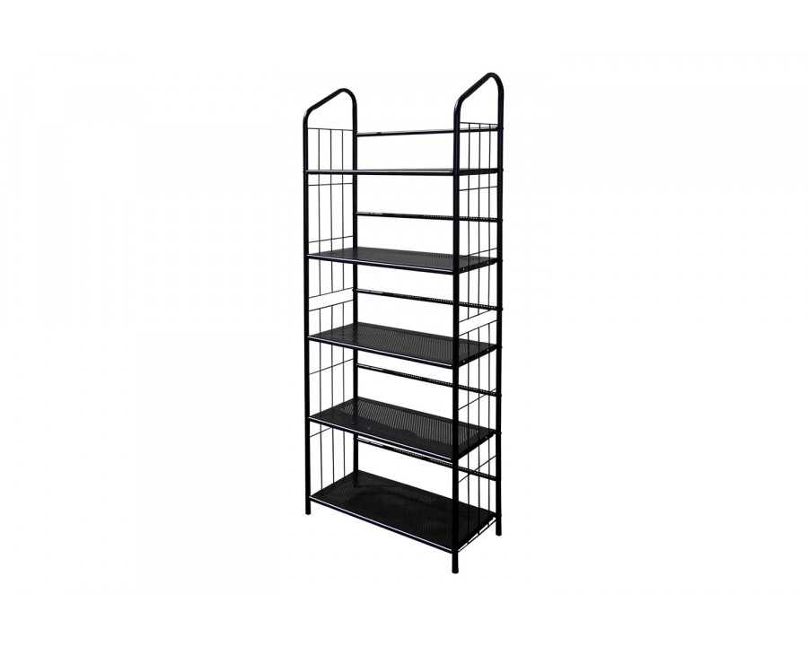 FaFurn - 5-Tier Bookcase Storage Shelves Rack in Black Metal