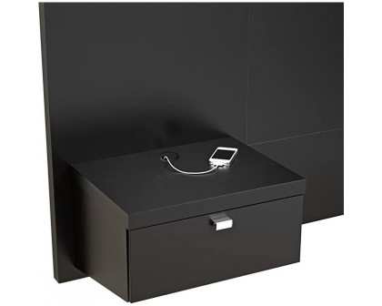 FaFurn Modern King Size Headboard with Nightstands - Black