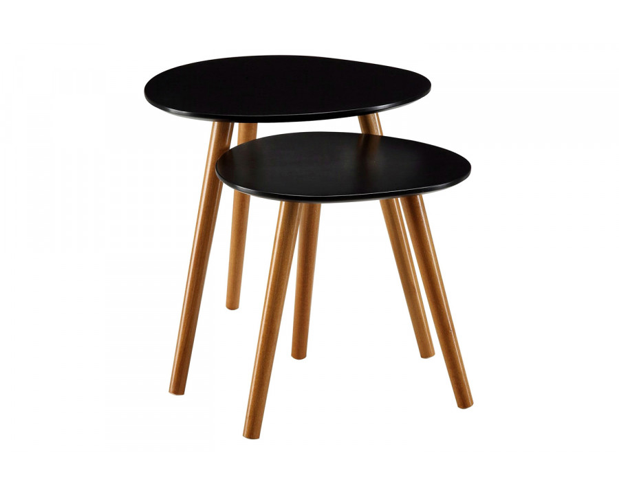 FaFurn Modern Mid-Century Style Nesting Tables End Table in Black (Set of 2)