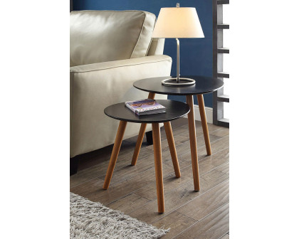 FaFurn Modern Mid-Century Style Nesting Tables End Table in Black (Set of 2)