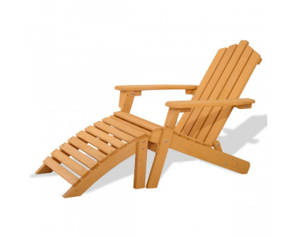 FaFurn - Folding Adirondack Chair with Foot Rest Ottoman in Natural, Wood