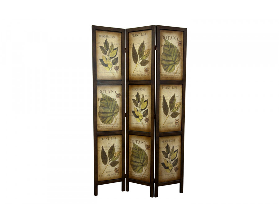 FaFurn - 3-Panel Double Sided Floral Botany Plant Life Floral Leaves Room Divider