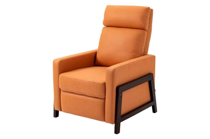 FaFurn™ Modern Upholstered Manual Reclining Sofa Chair W/ Armrest and Footrest - Orange