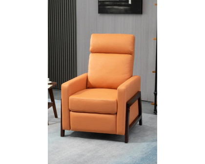 FaFurn™ Modern Upholstered Manual Reclining Sofa Chair W/ Armrest and Footrest - Orange