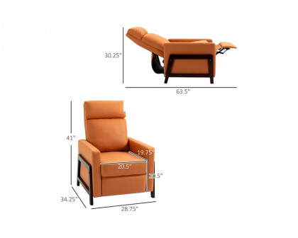 FaFurn™ Modern Upholstered Manual Reclining Sofa Chair W/ Armrest and Footrest - Orange